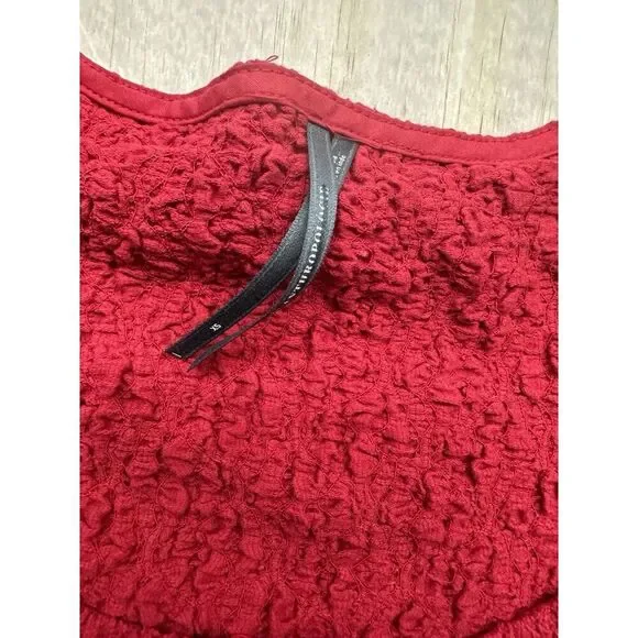 Anthropologie Women’s Red Smocked Blouse XS Fitted 3/4 Sleeve - Picture 3 of 6